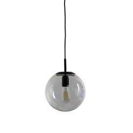 Oriel Lighting-Newton.25 Matt Black & Brushed Brass and Clear Glass Pendant